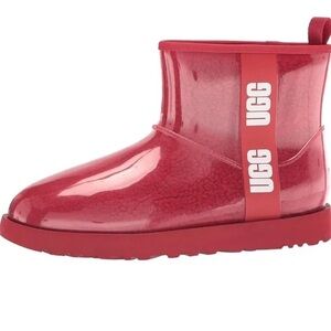 UGG Classic Clear Mini Winter Boot Clear Plastic Pink Shearling Booties